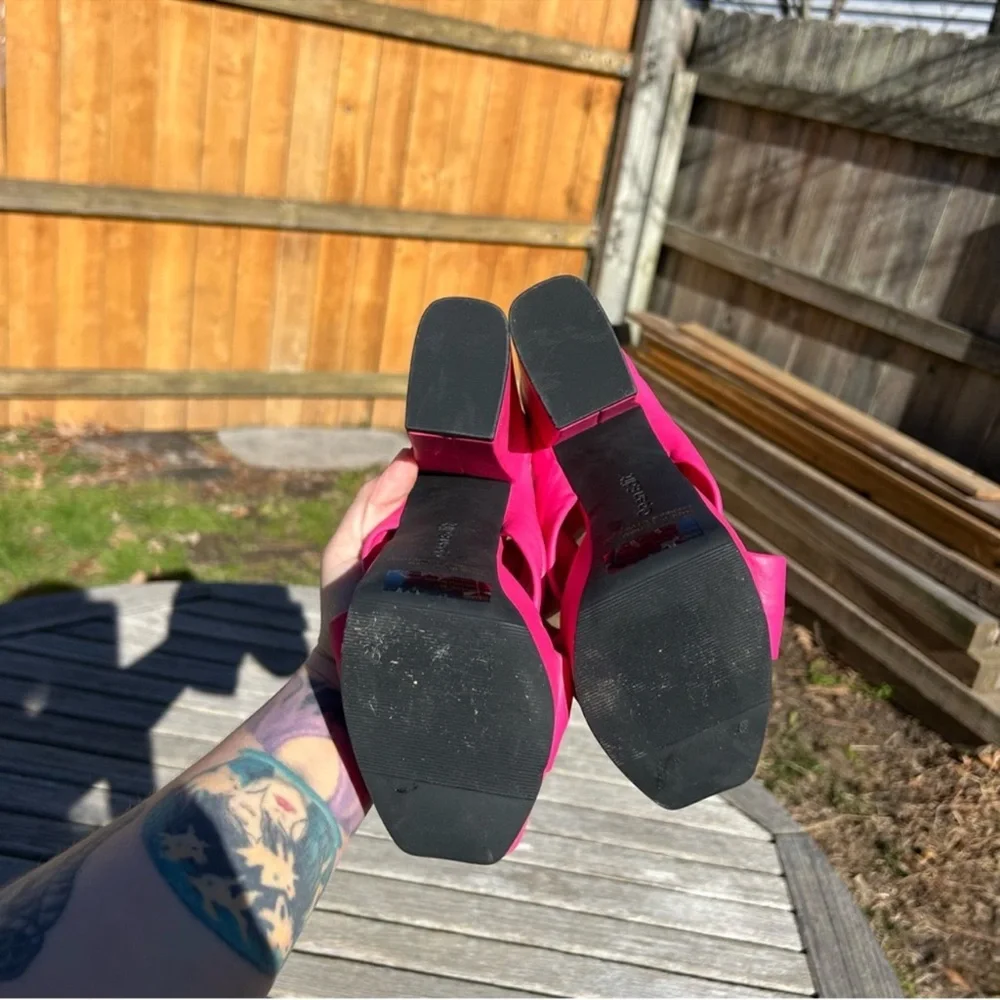 Open Edit Kaia Knot Platform Sandals in pink‎ rouge size 7 spring summer preppy